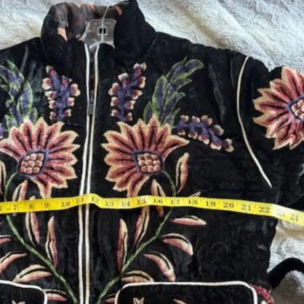 FARM Rio Black Marvelous Garden Puffer Jacket Exotic Tropical Leopard Print - Picture 12 of 16